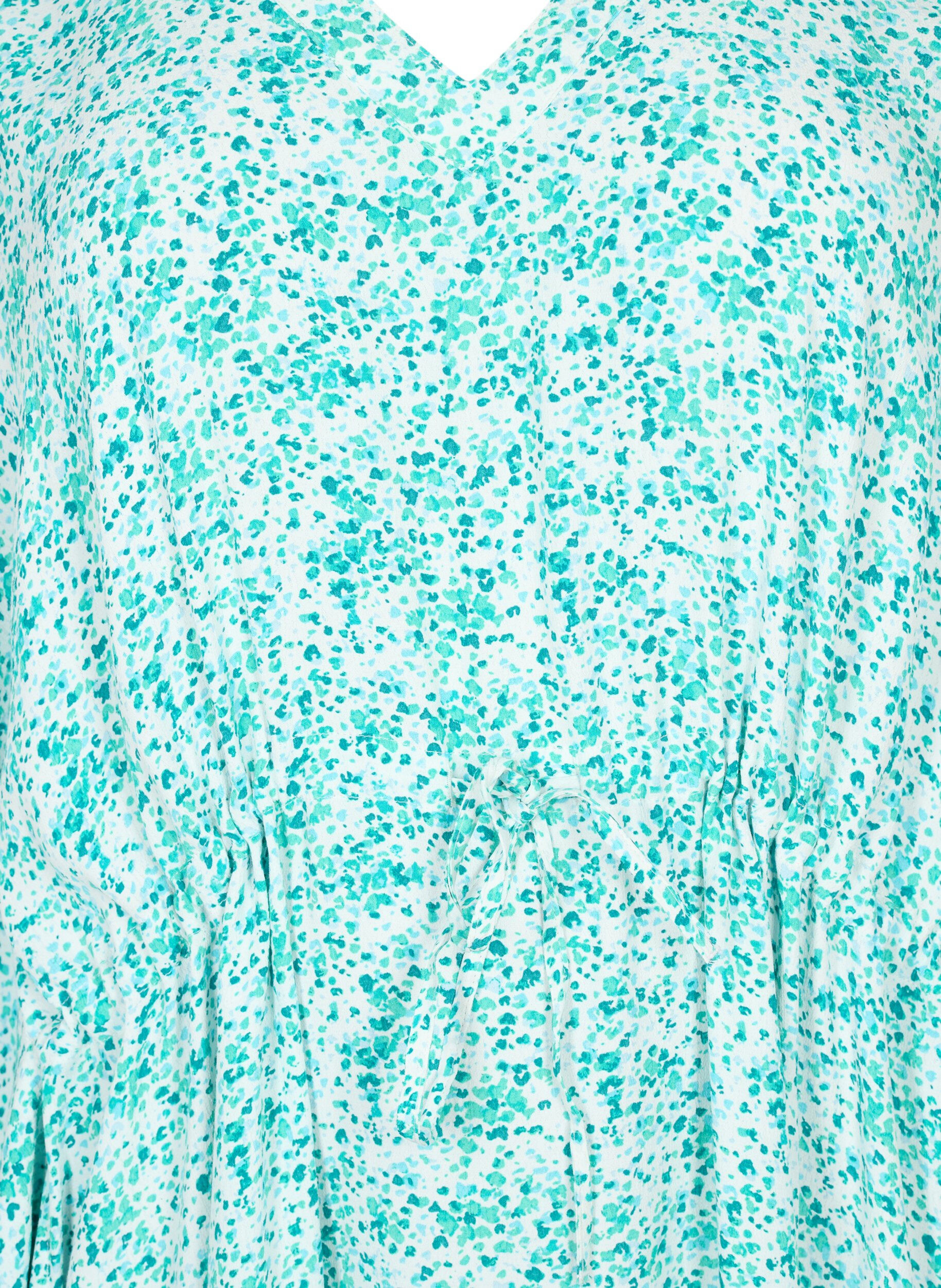 Zizzi Sukienka kaftan z wiskozy z nadrukiem, Green Dot, Packshot image number 2