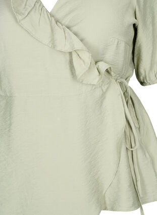Kopertowa bluzka z wiskozy z rekawami 1/2, Seagrass , Packshot image number 2