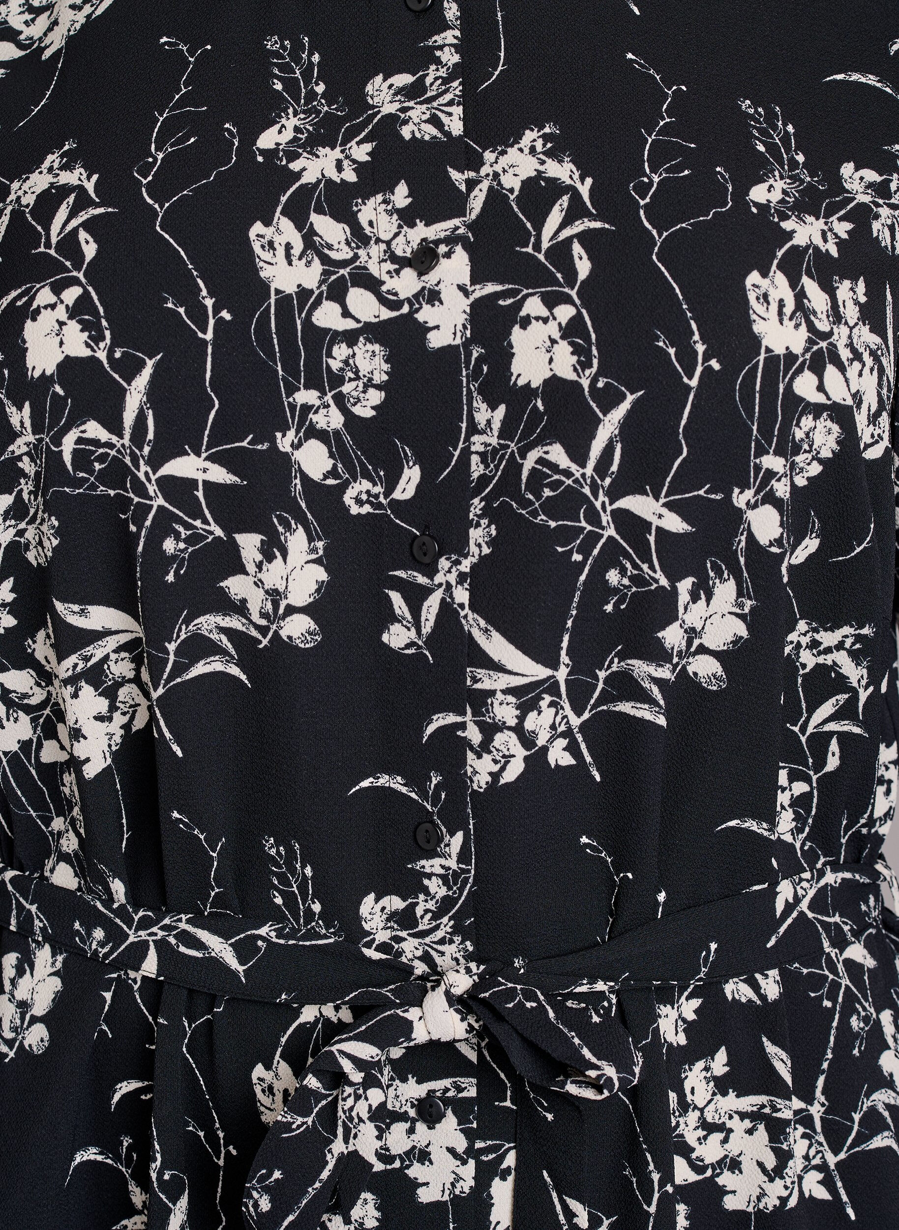 Zizzi Dluga sukienka koszulowa z paskiem do wiazania, Czarne, Packshot image number 2