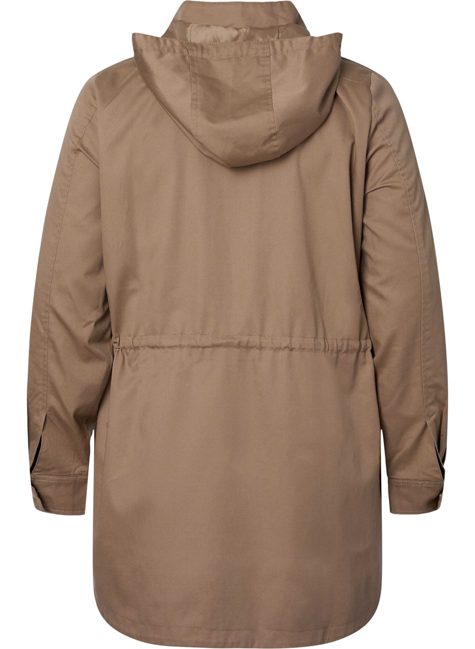 Zizzi Long parka jacket with hood and pockets, Amphora, Packshot image number 1