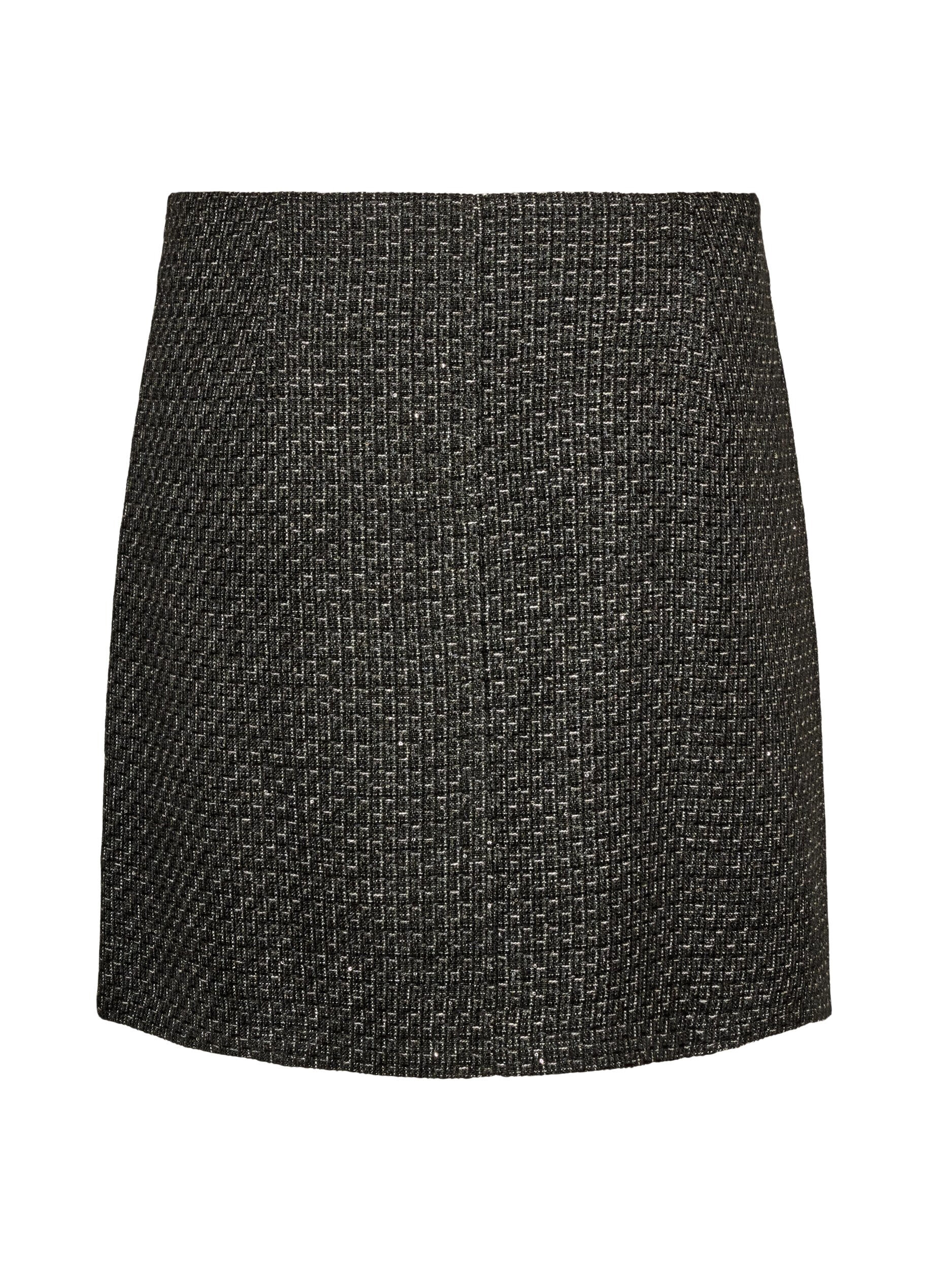 ZizziKr&oacute;tka sp&oacute;dnica boucl&eacute; z cekinami, Czarne, Packshot image number 1