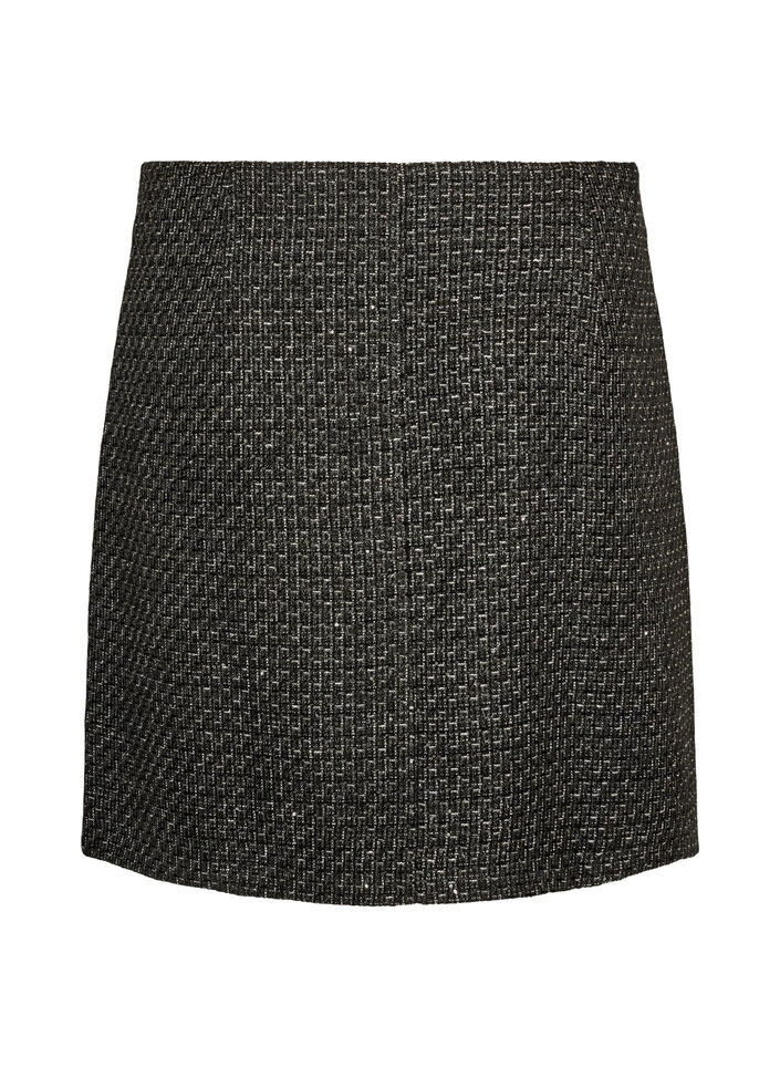 Kr&oacute;tka sp&oacute;dnica boucl&eacute; z cekinami, Czarne, Packshot image number 1
