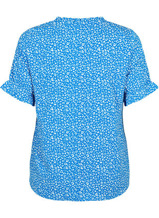 Bluzka z krótkim rekawem i nadrukiem (GRS), Blue Ditsy, Packshot image number 1