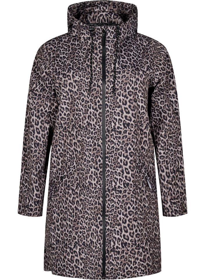 Kurtka przeciwdeszczowa z kieszeniami i kapturem, Brązowy, Packshot image number 0