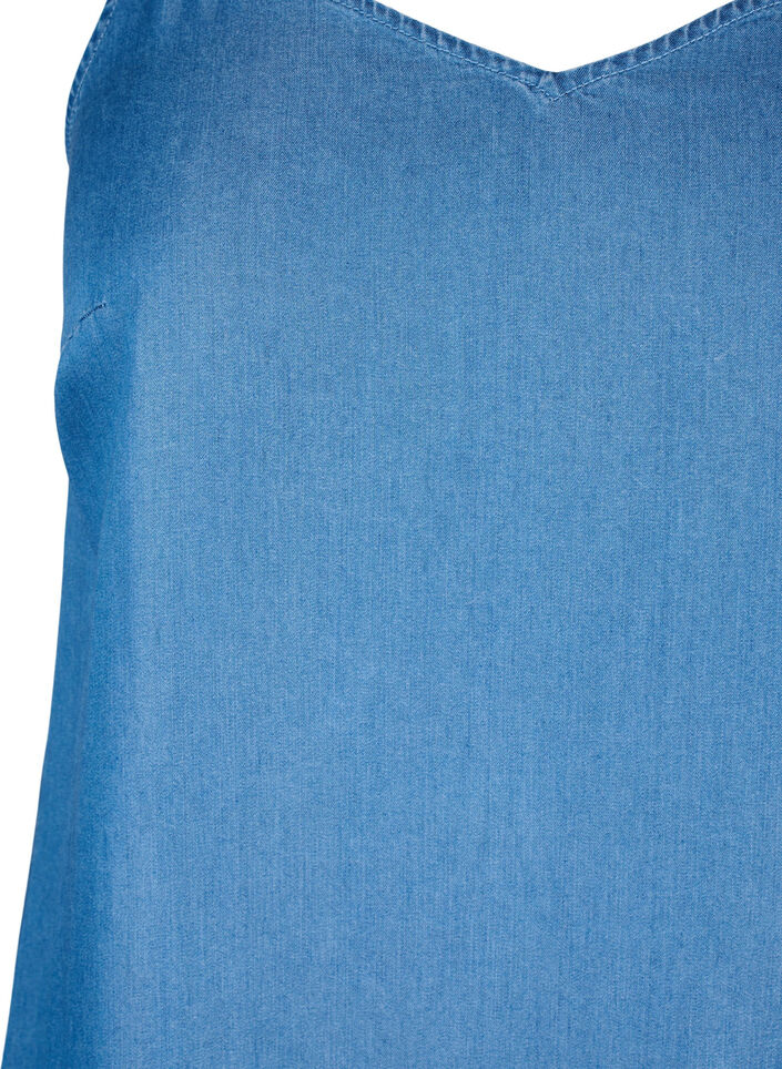 Dzinsowa sukienka midi na ramiaczkach typu spaghetti, Niebieskie, Packshot image number 2