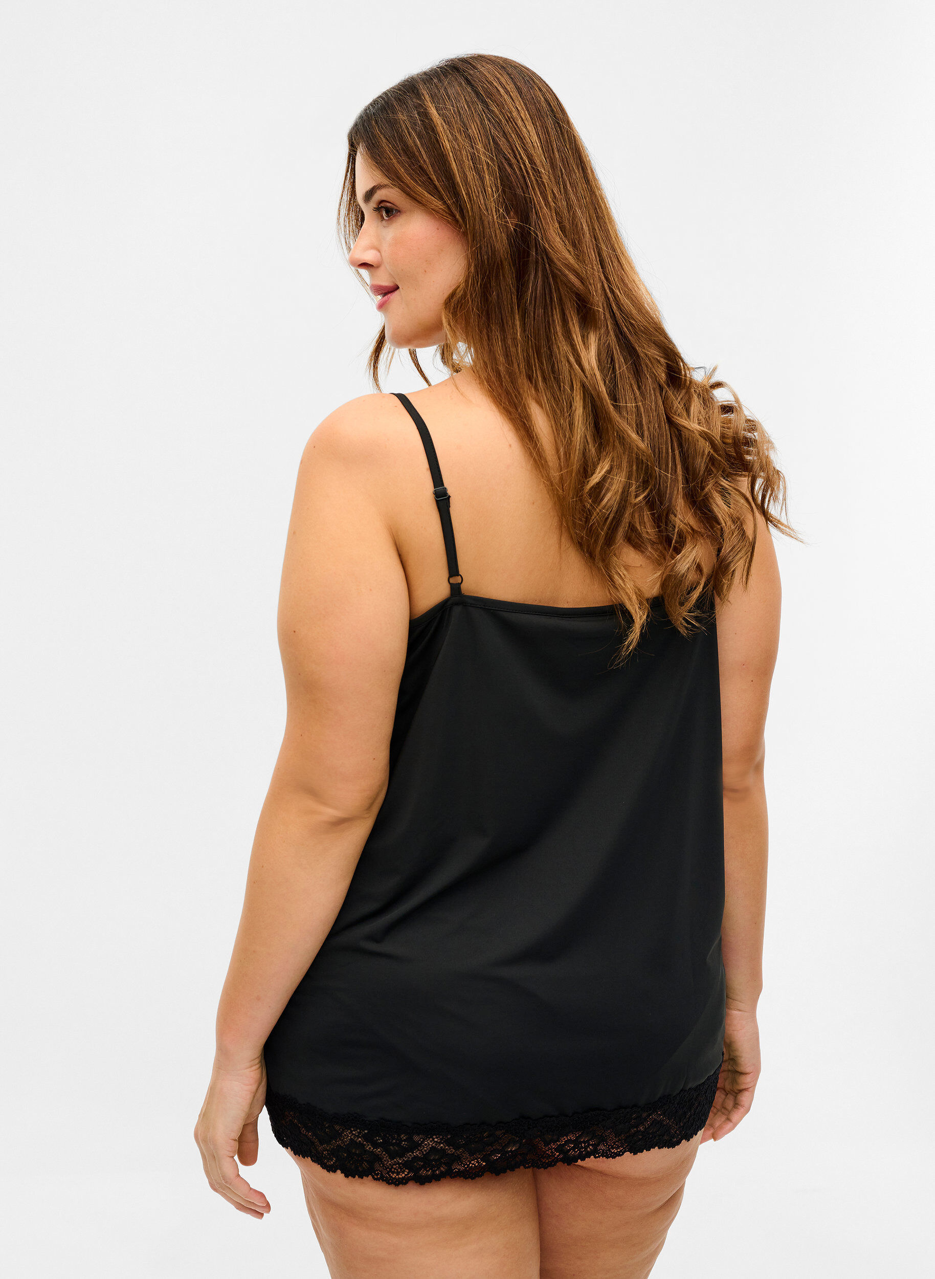 Zizzi Night top with lace details, Black, Model image number 1