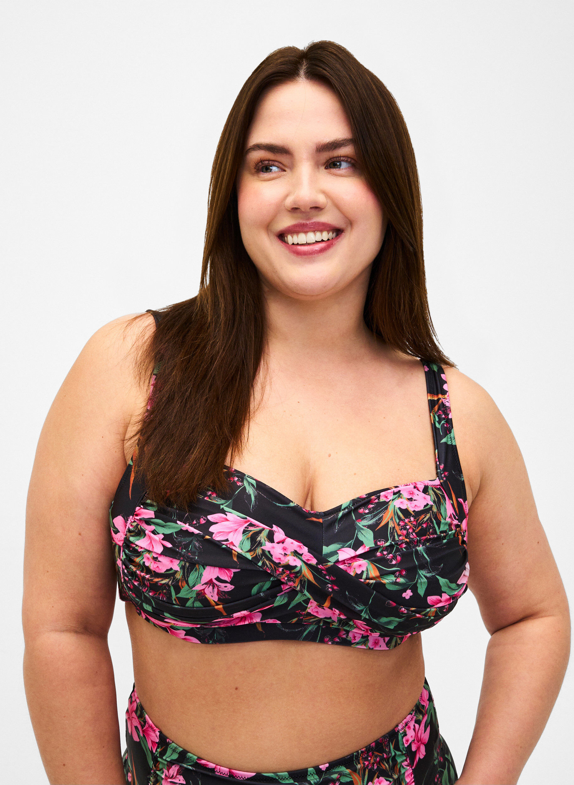 Zizzi G&oacute;ra od bikini z nadrukiem, Palm Leaf AOP, Model image number 2