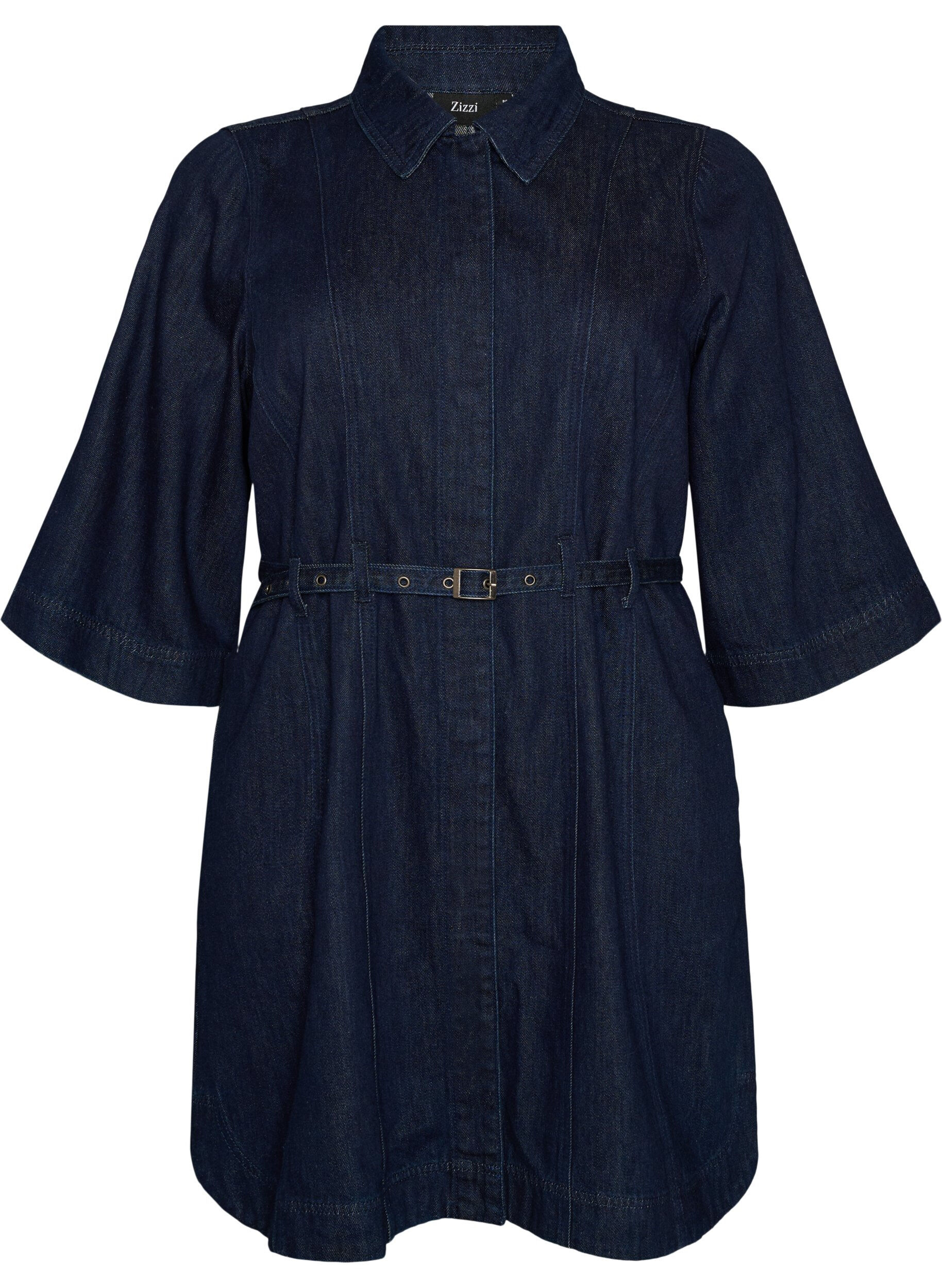 ZizziSukienka z denimu z pasem i 3/4-sleeves, Niebieskie, Packshot image number 0