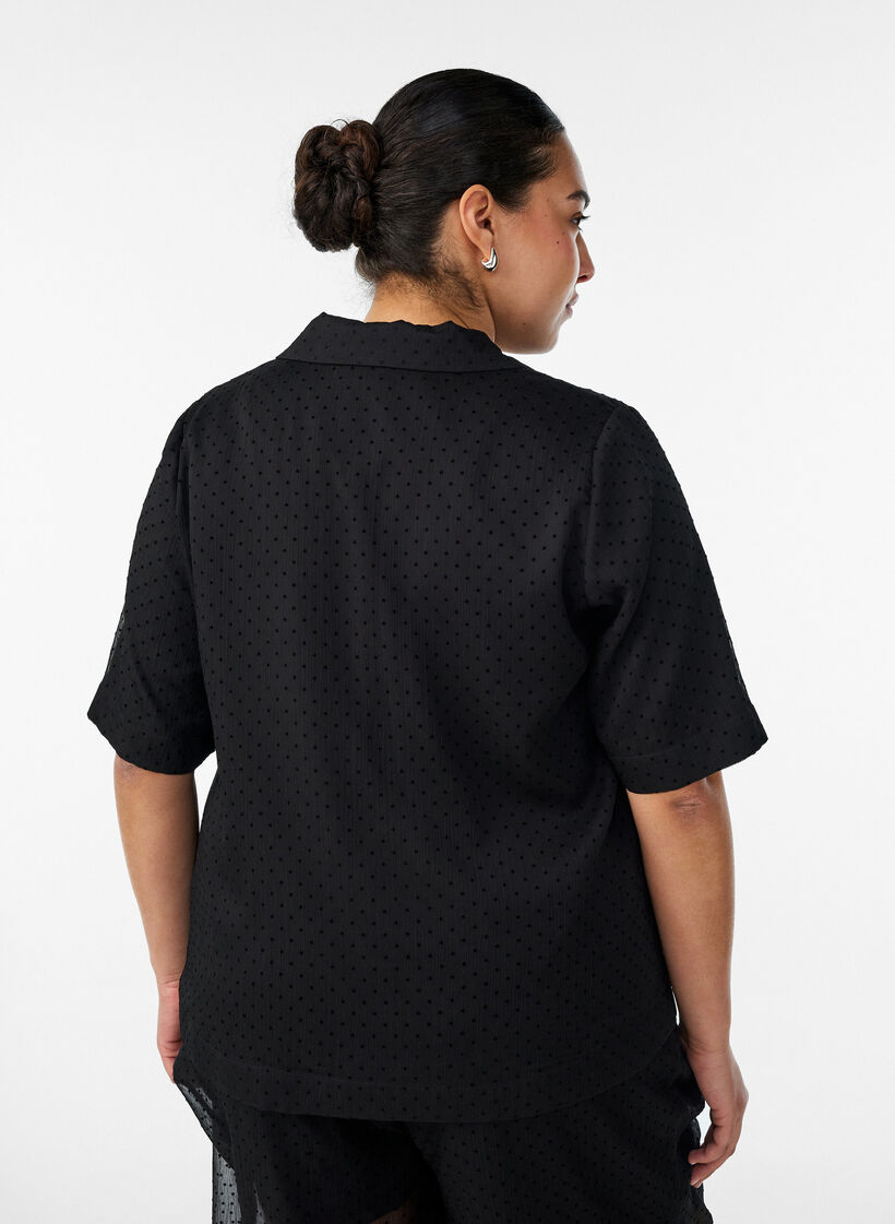 Bluzka Polka dot z kolnierzykami, Czarne, Model