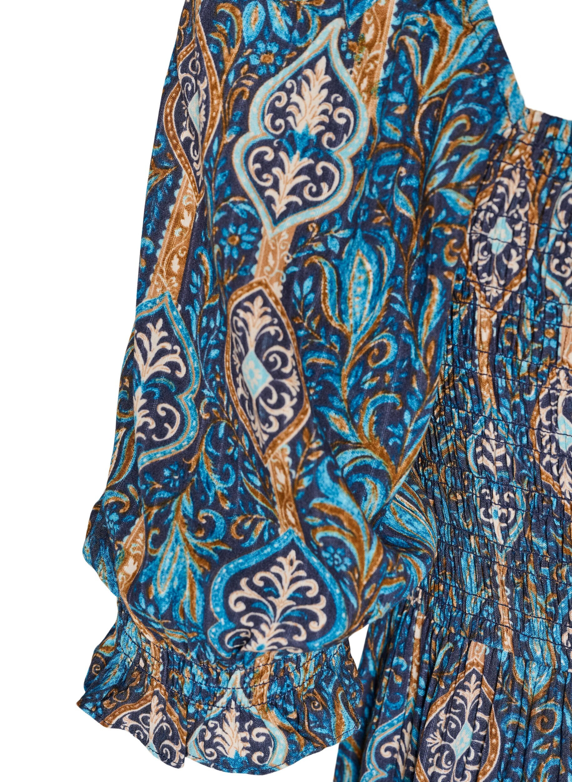 ZizziLetnia sukienka z wiskozy z nadrukiem paisley, Niebieskie, Packshot image number 3