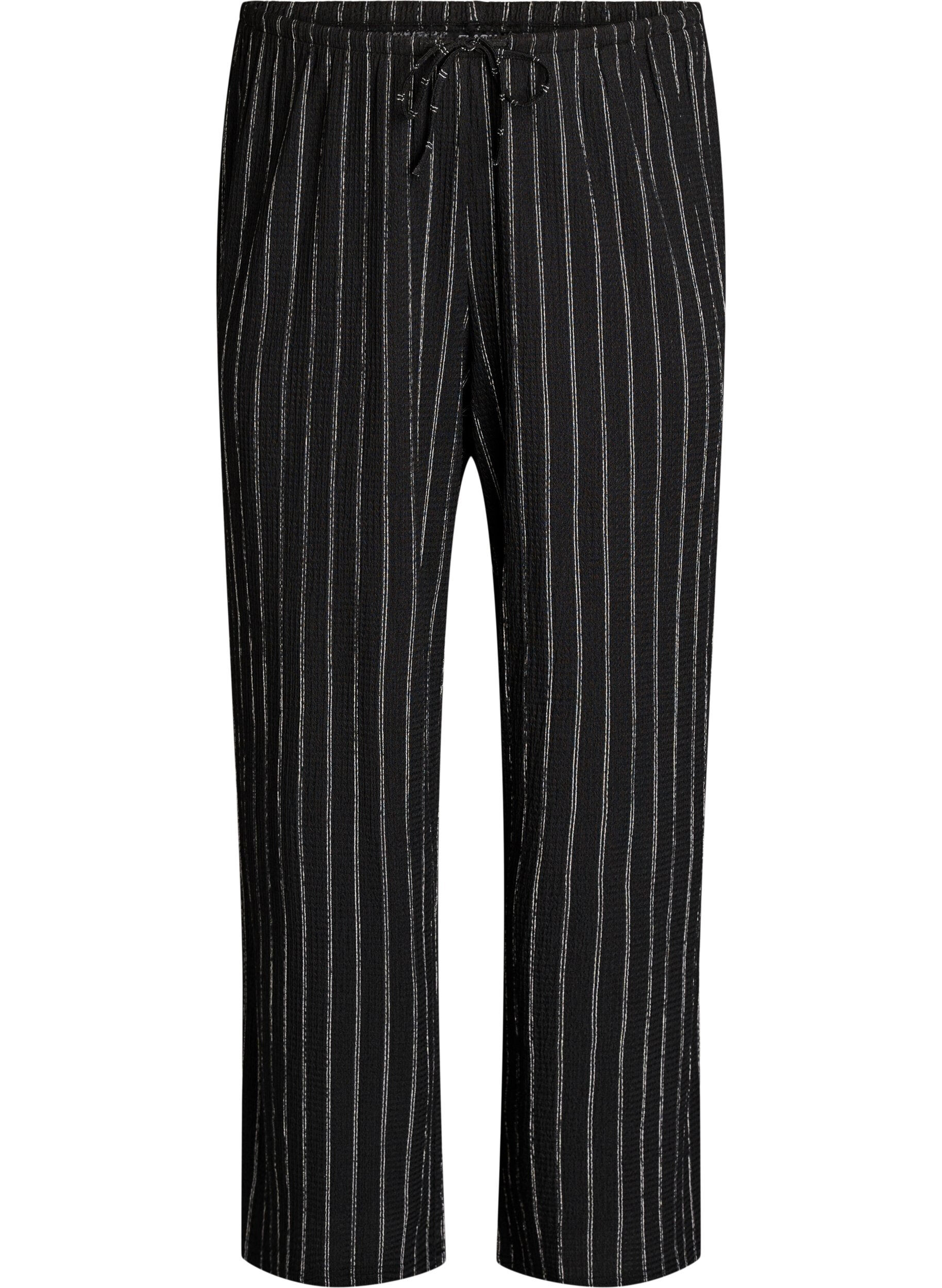 Zizzi Spodnie o szerokich nogawkach ze szlachetnej, lekkiej tkaniny, Czarne, Packshot image number 0