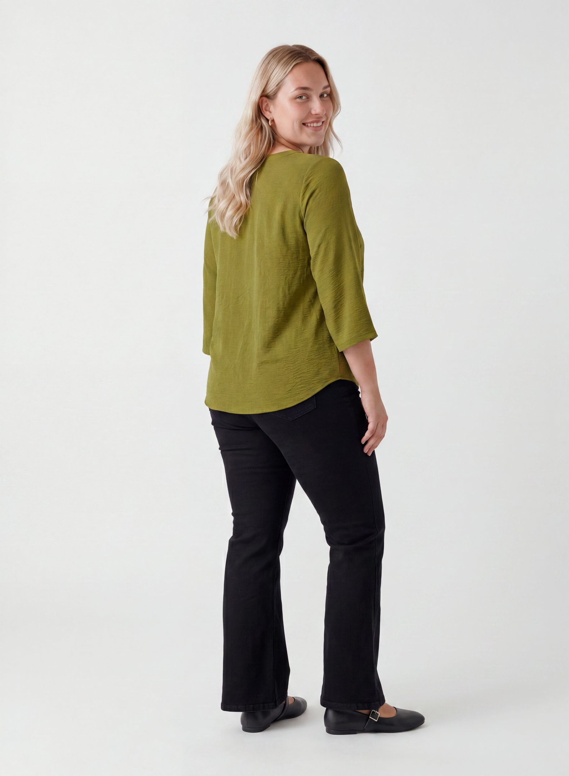ZizziBluzka z rekawem 3/4, Zielony, Model image number 2
