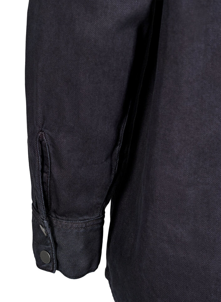 Koszula jeansowa z kieszeniami na piersi, Czarne, Packshot image number 3