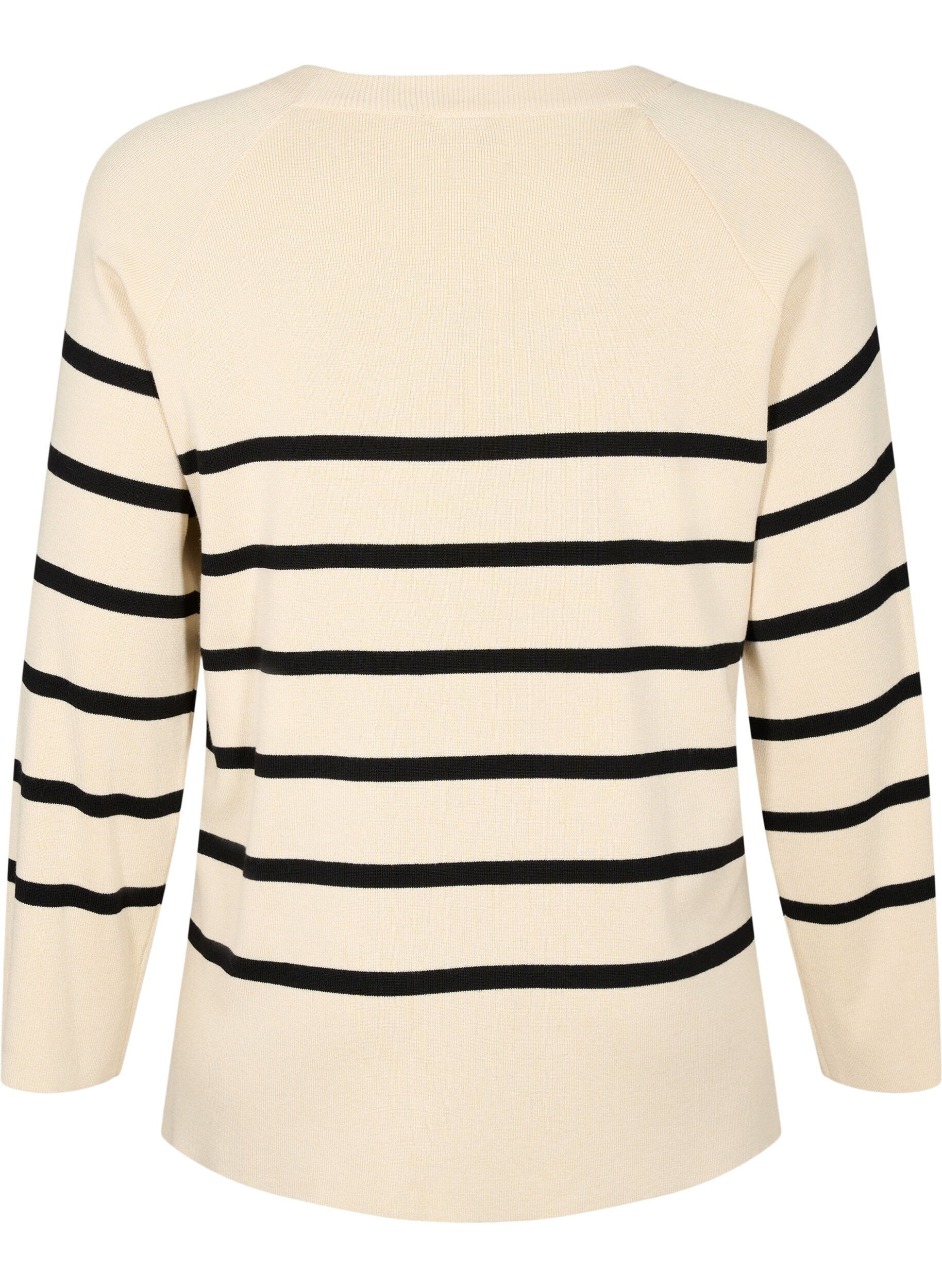 Zizzi Wiskozowy sweter w paski, Sandshell/Black S., Packshot image number 1