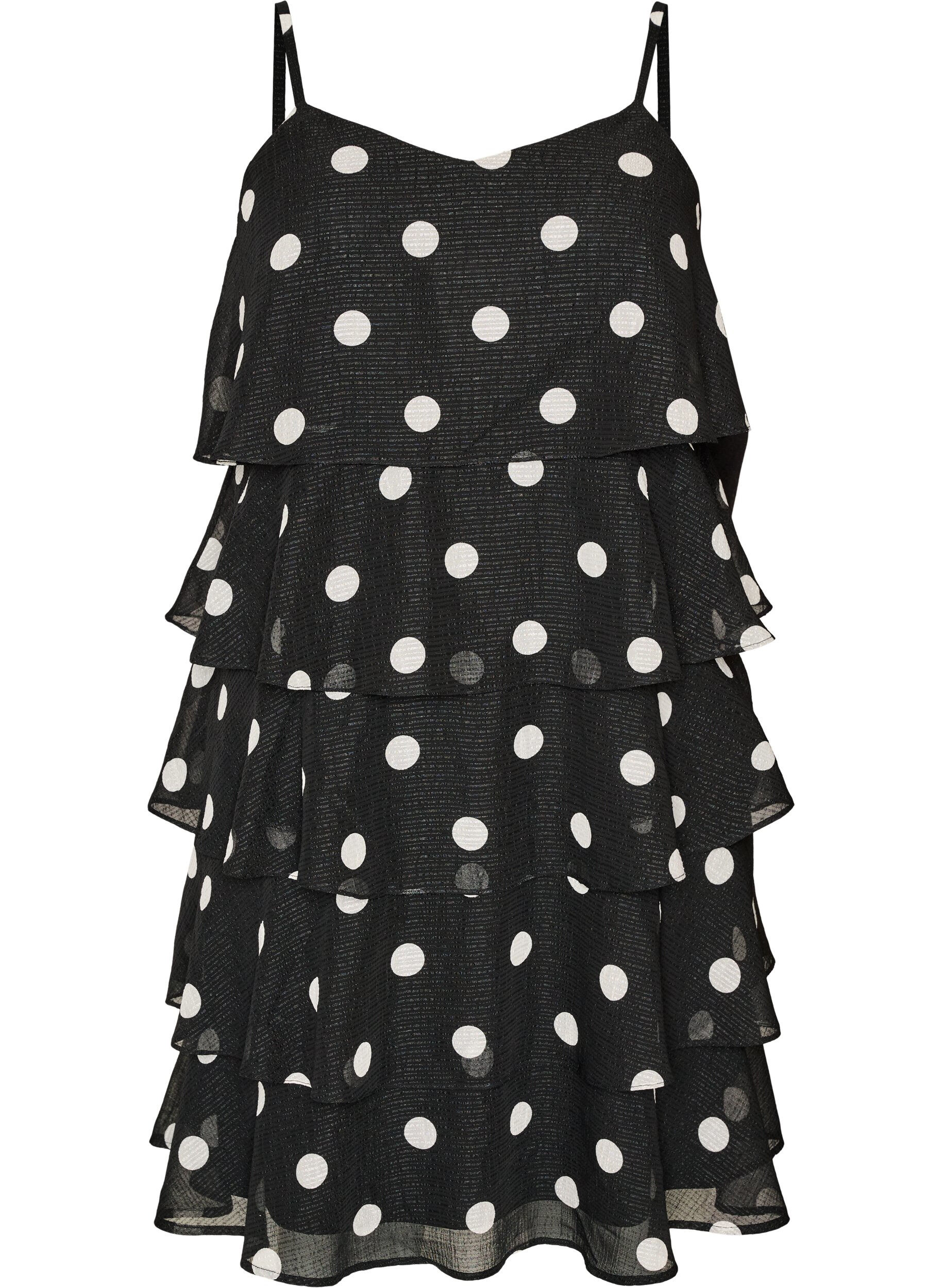 Sukienka warstwowa z falbankami i ramiaczkami typu spaghetti