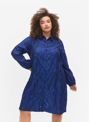 Dluga zakardowa koszula, Mazarine Blue, Model image number 0