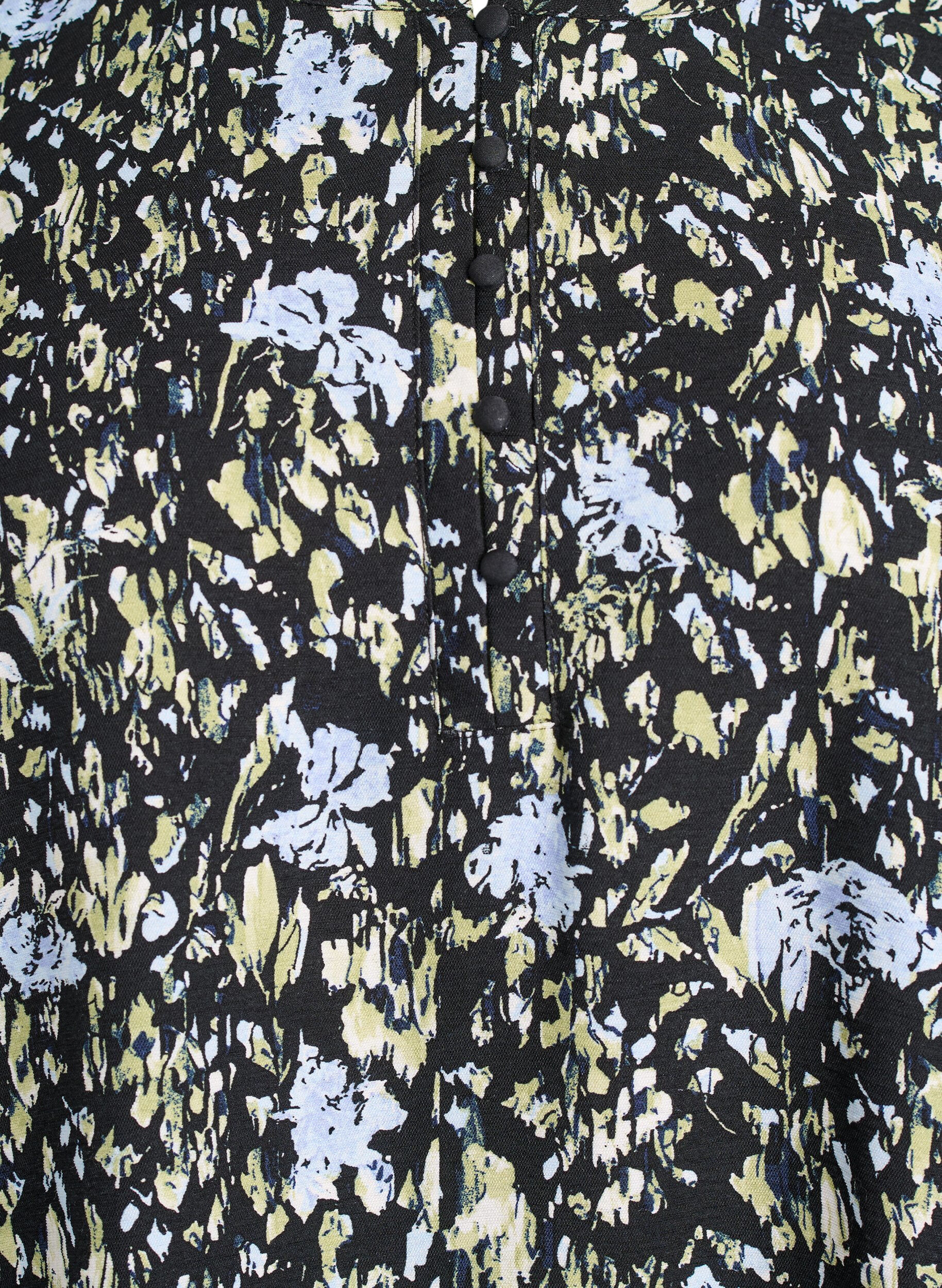 Zizzi Wzorzysta bluzka z dlugim rekawem i guzikami, Czarne, Packshot image number 2