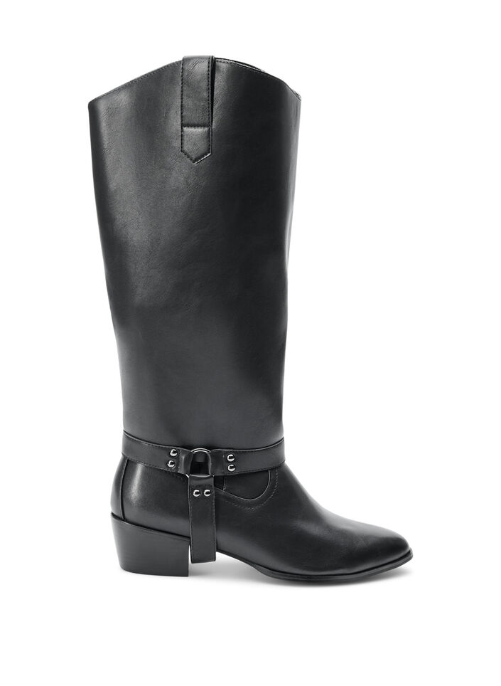 Dlugie buty z odpinanym cholewem, Czarne, Packshot image number 0