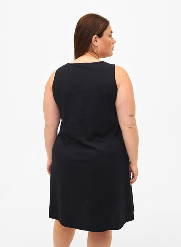 Trapezowa sukienka z bawelny bez rekawów, Black W. Summer, Model image number 1