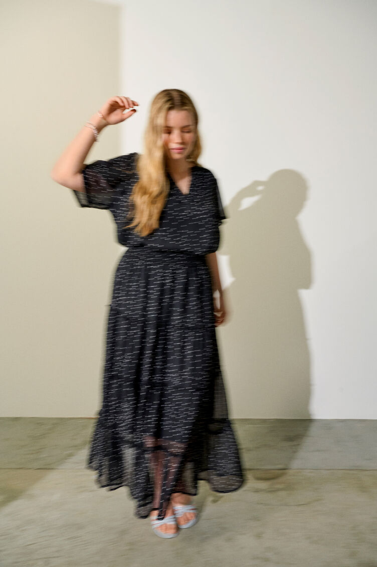 Czarny komplet w kropki, , Model