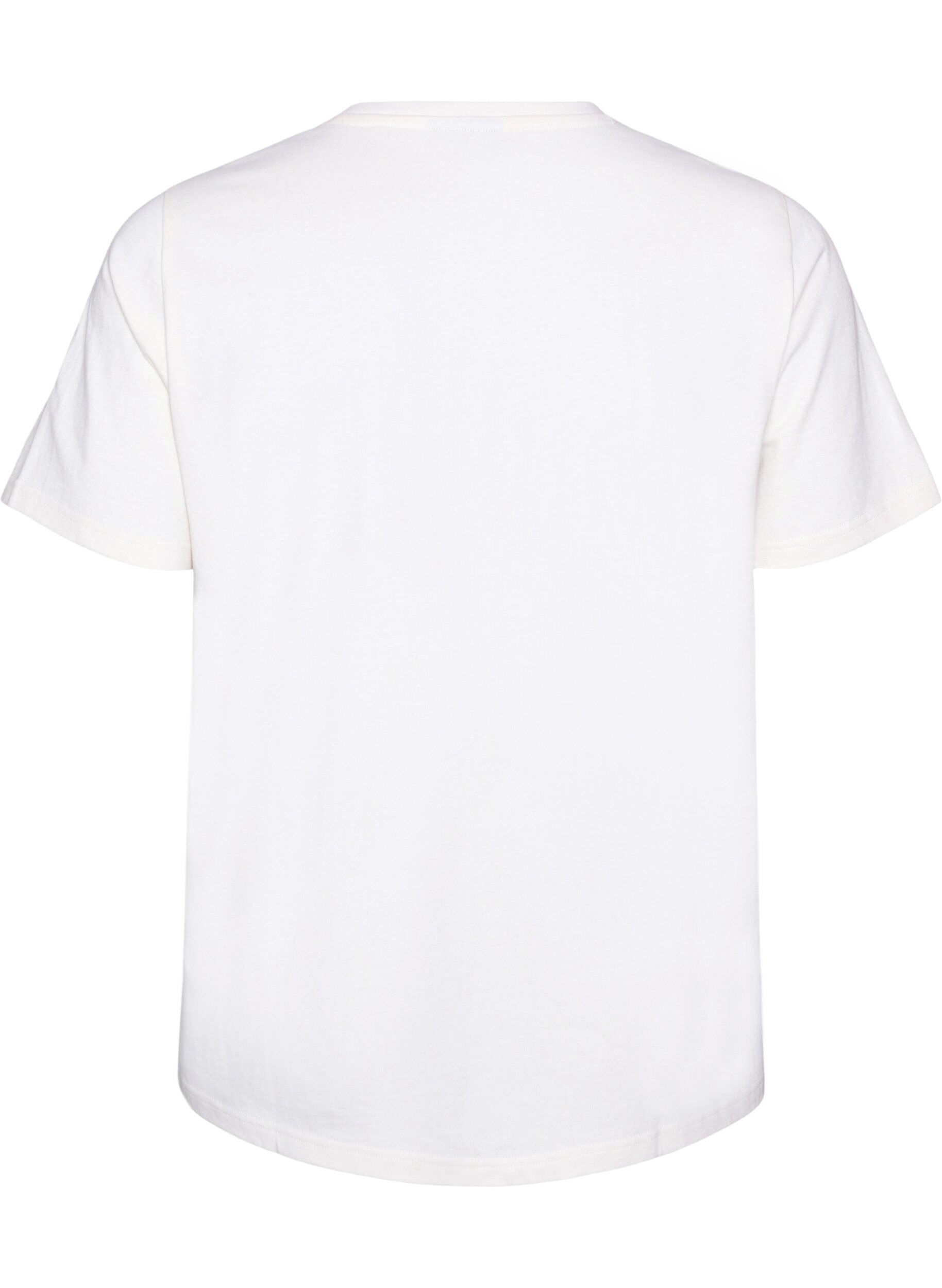 ZizziBawelniany T-shirt z napisem, Biały, Packshot image number 1