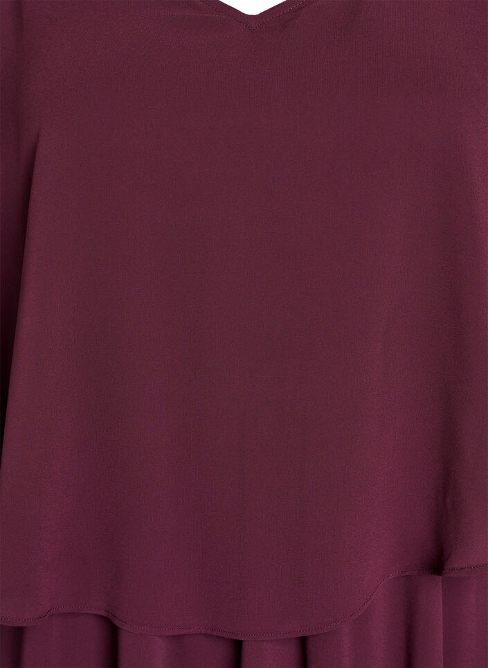 Dluga sukienka o linii trapezu z kr&oacute;tkimi rekawkami, Czerwony, Packshot image number 2