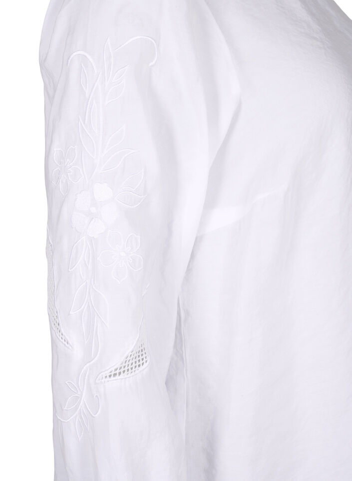 Bluzka z modalu TENCEL™ z haftowanymi detalami, Bright White, Packshot image number 3