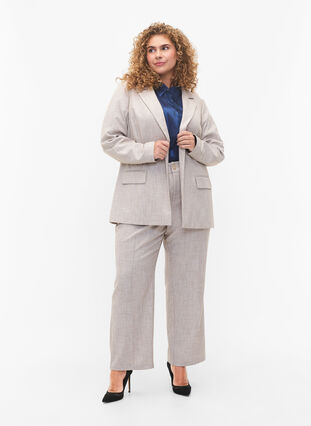 Melanzowe spodnie z gumka i guzikami, String, Model image number 0