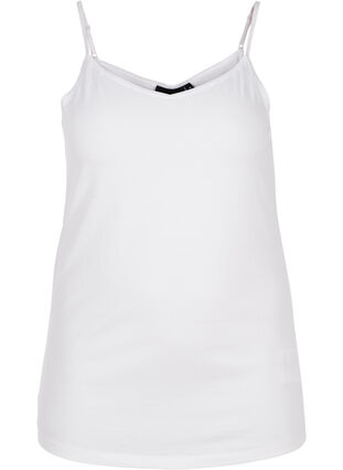 Podstawowy bawelniany top na cienkich ramiaczkach, Bright White, Packshot image number 0