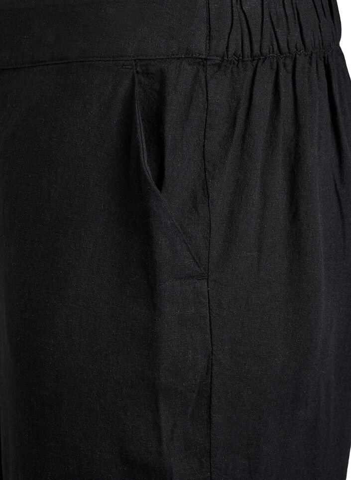 Luzne spodnie z lnu i wiskozy, Czarne, Packshot image number 2