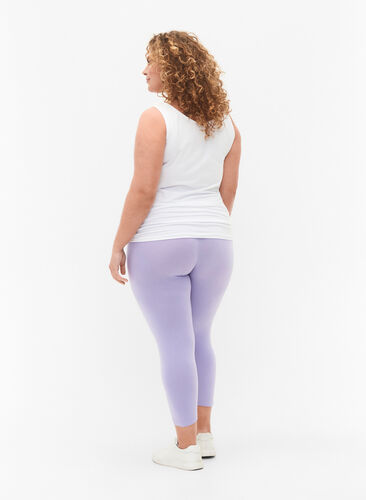 3/4-length wiskozowe legginsy w stylu basic, Lavender, Model image number 1