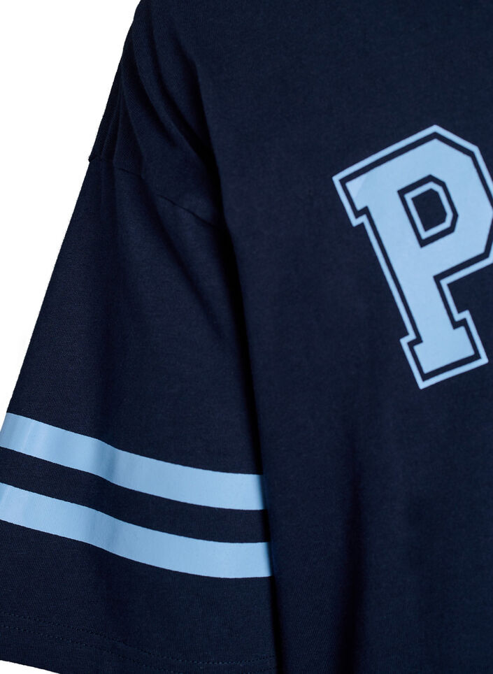 Kr&oacute;tka sukienka koszulkowa ze sportowymi detalami, Niebieskie, Packshot image number 4