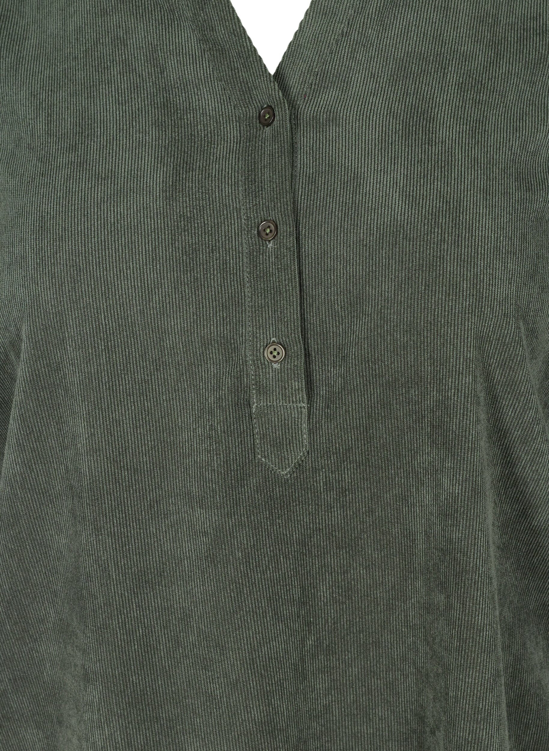 Zizzi Aksamitna sukienka z 3/4-length rekawami i guzikami, Deep Forest, Packshot image number 2