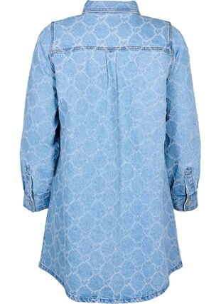 Jeansowa sukienka z przetarciami, Blue denim, Packshot image number 1