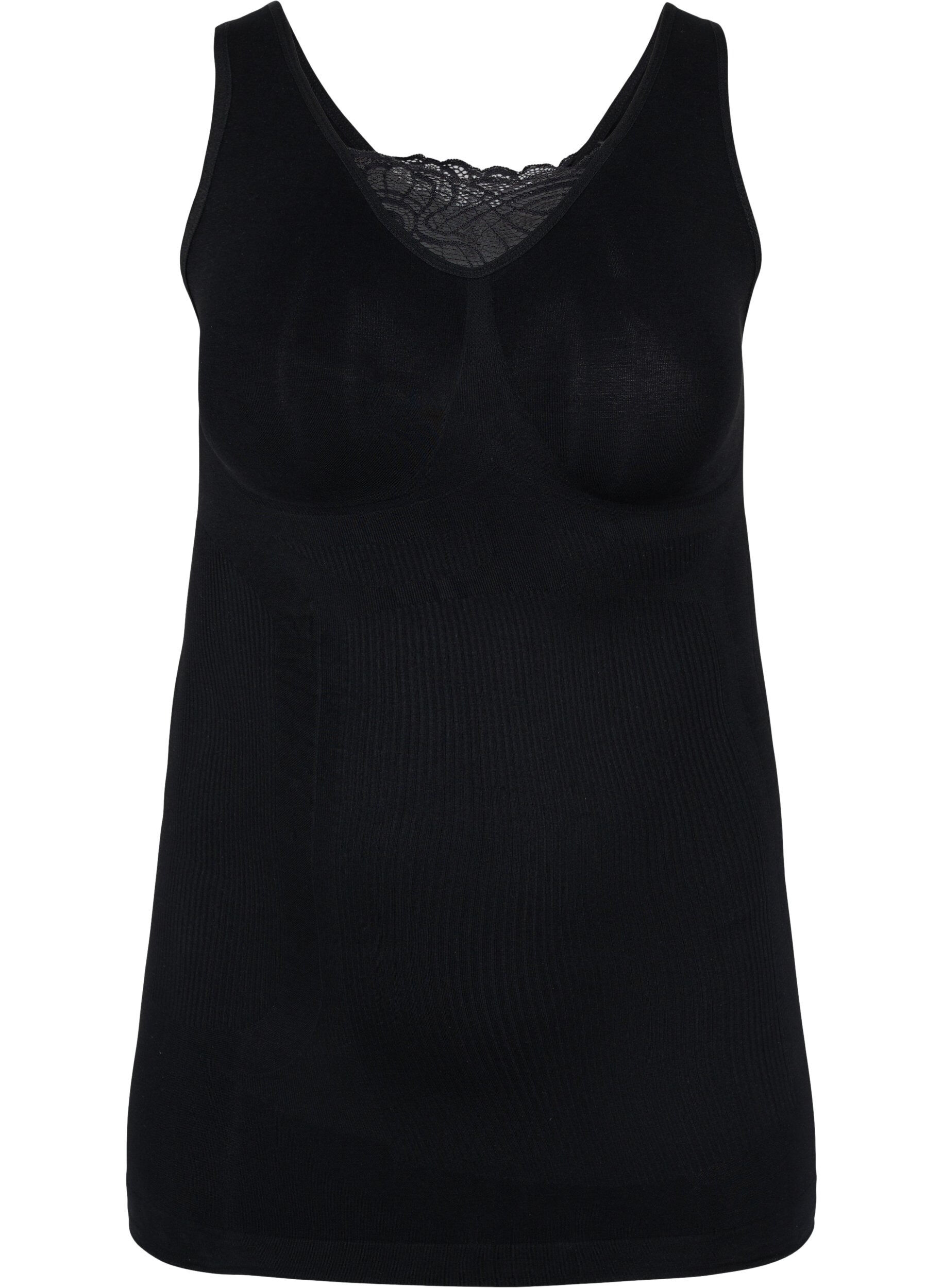 Zizzi Shapewear top with lace detail, Black, Packshot image number 0