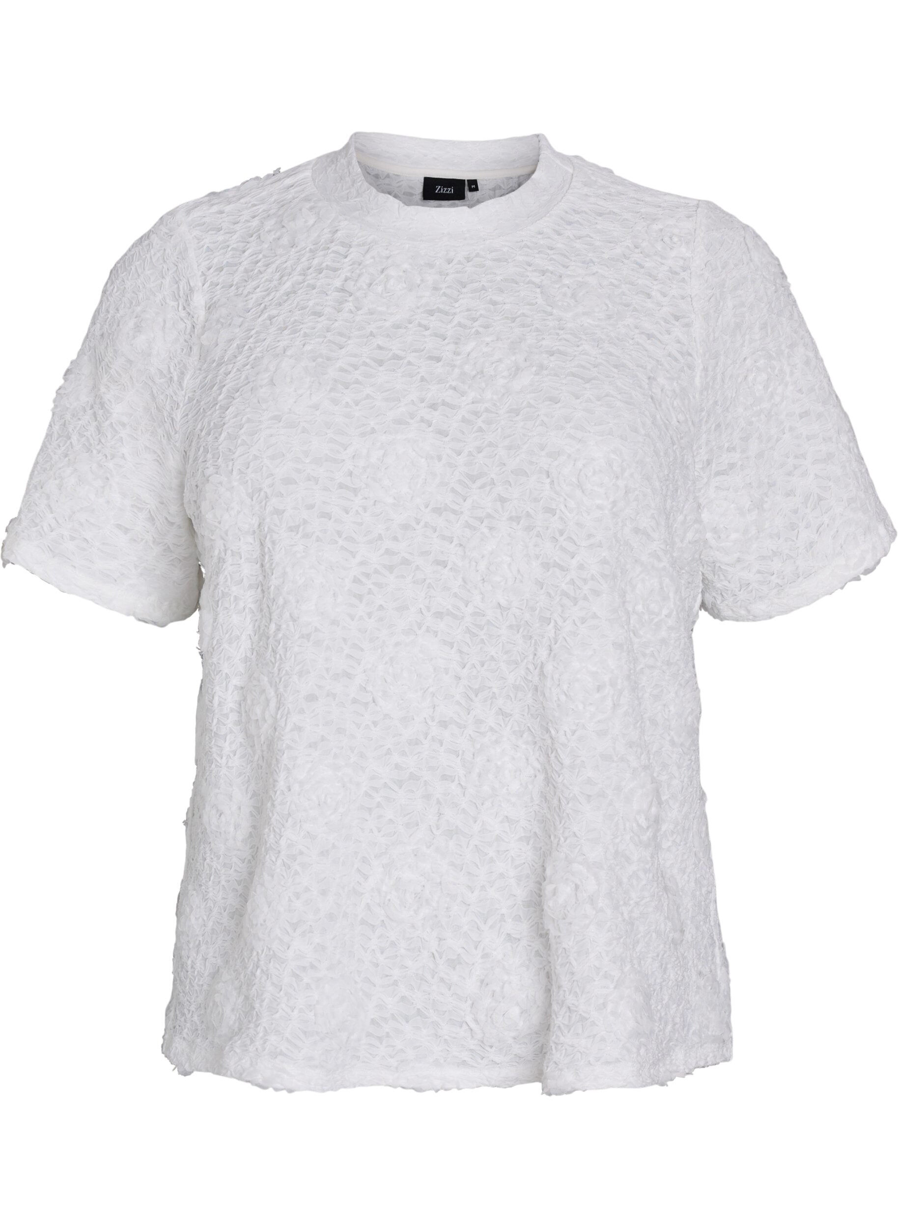 Zizzi Bluzka z kwiatami 3D i kr&oacute;tkimi rekawami, Biały, Packshot image number 0