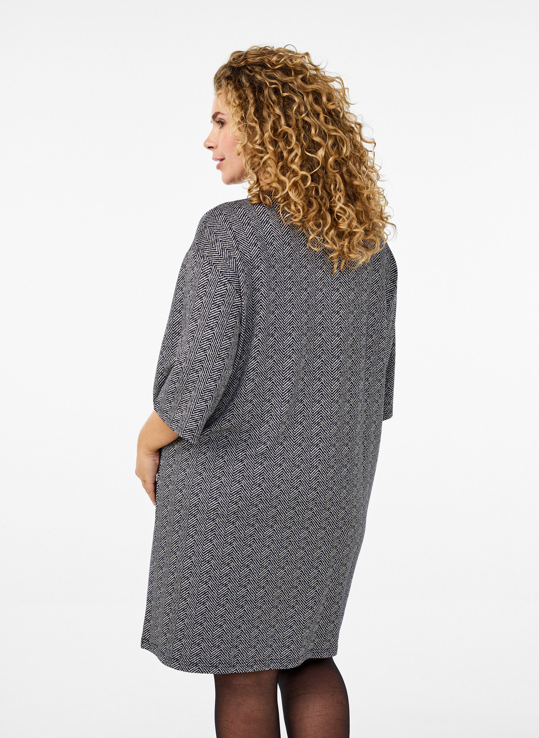 Zizzi Wzorzysta sukienka z rekawami 3/4, Niebieskie, Model image number 2