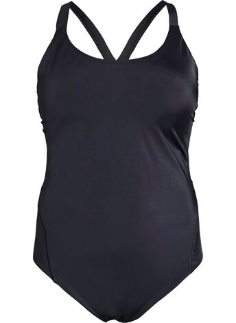 Strój kapielowy z detalami na plecach, Czarne, Model