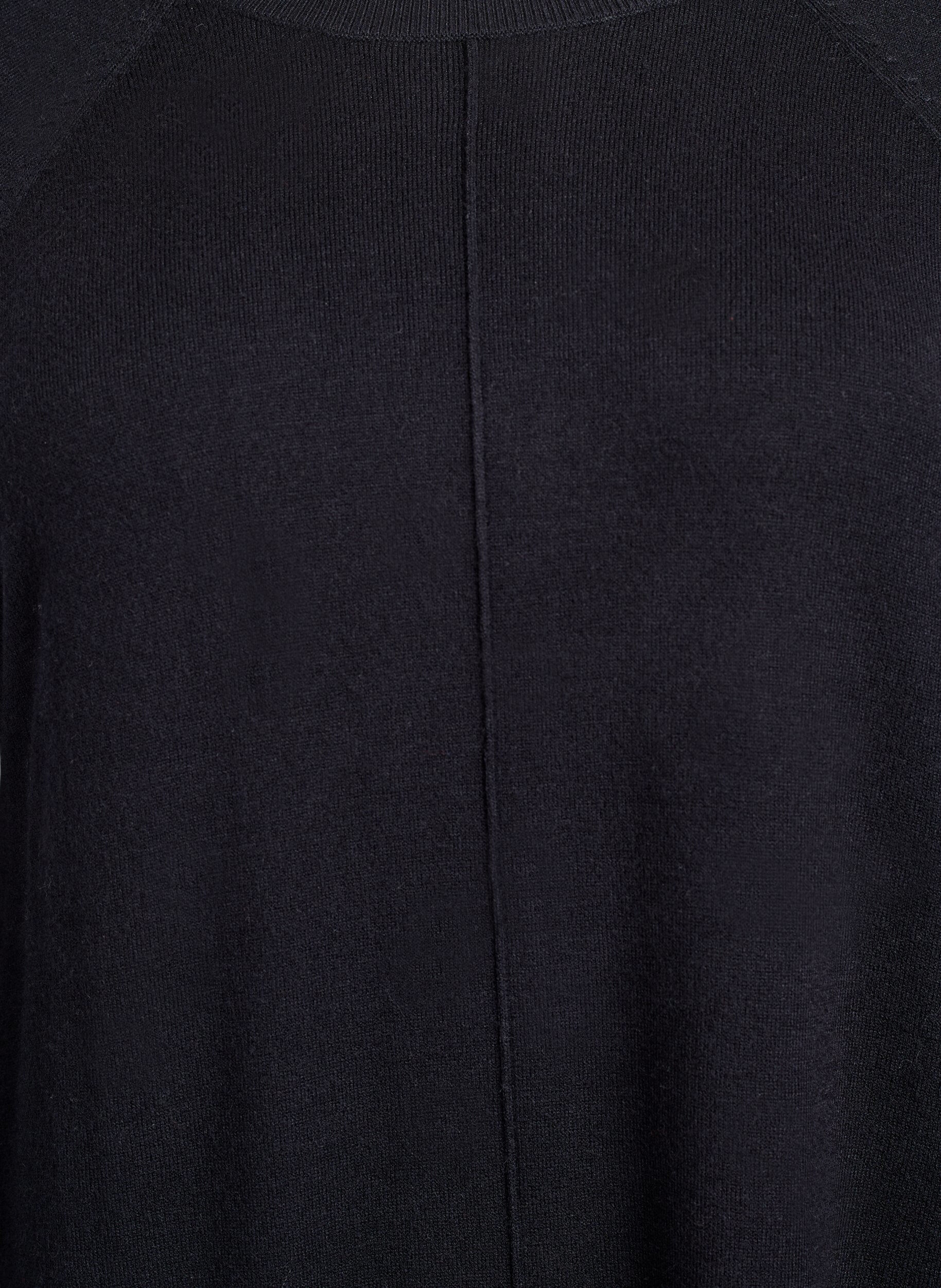 Zizzi Kr&oacute;tka dzianinowa sukienka z raglanowymi rekawami i srodkowym szwem, Czarne, Packshot image number 2