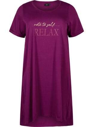 Koszula nocna z krótkim rekawem, wykonana z bawelny organicznej, Dark Purple Relax, Packshot image number 0