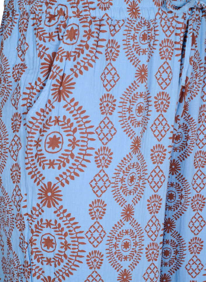 Luzne spodnie w kropki z bawelnianego muslinu, Niebieskie, Packshot image number 2