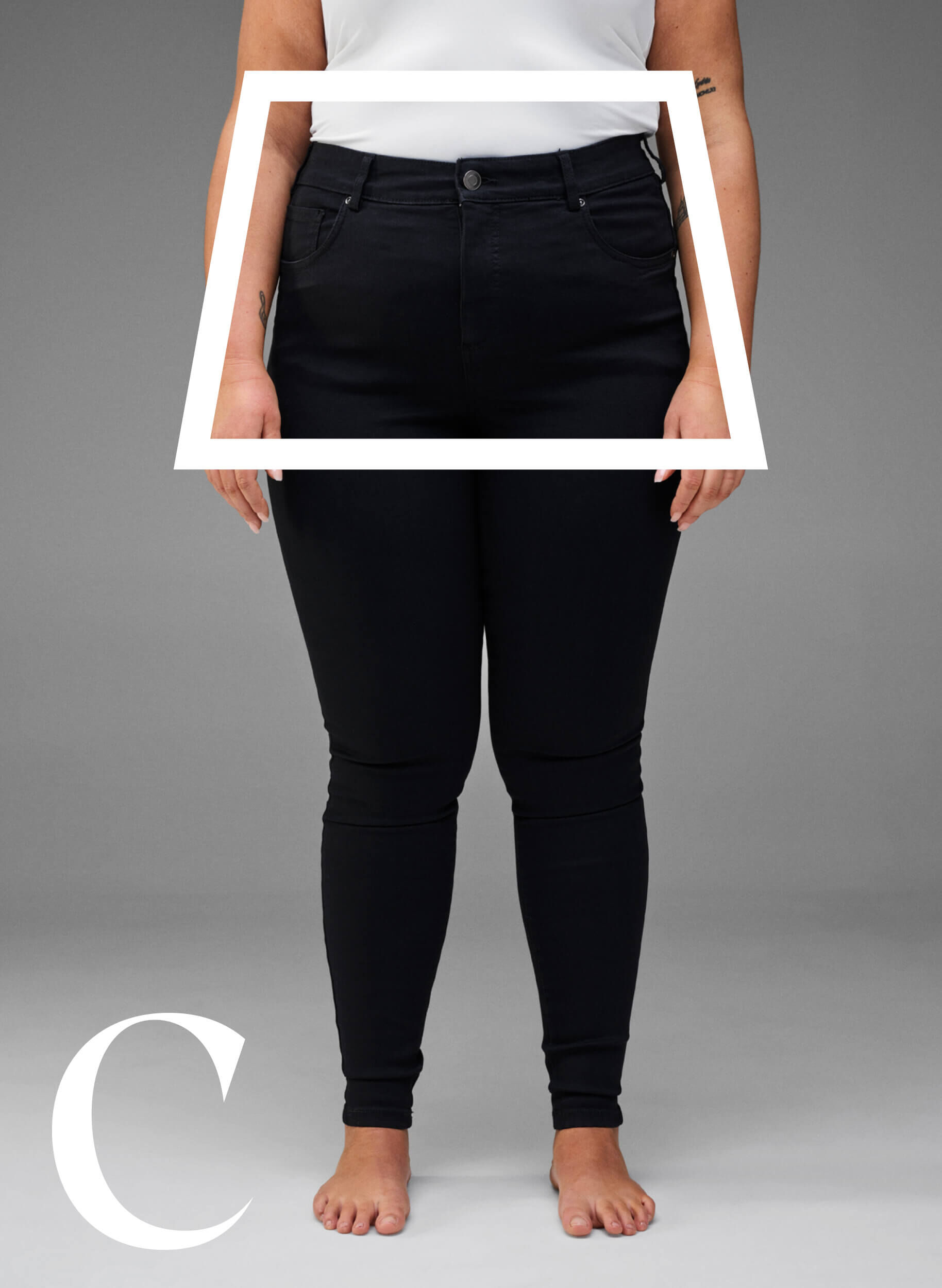Zizzi Super slim jeans with high waist, Black, Model image number 2