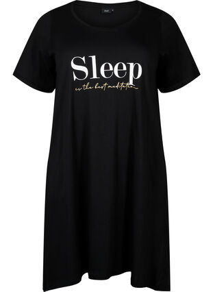 Koszula nocna z krótkim rekawem, wykonana z bawelny organicznej, Black Sleep, Packshot image number 0