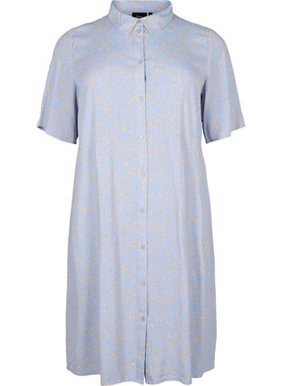 Wiskozowa sukienka koszulowa z nadrukiem, Small Dot AOP, Packshot image number 0