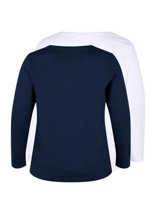 Podstawowa bawelniana bluzka (2-pack), Navy B/B White, Packshot image number 1