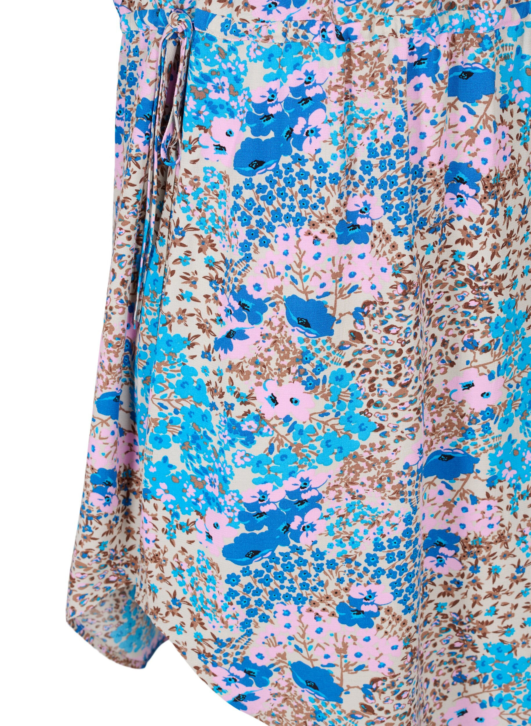 Zizzi Patterned dress with drawstring details, Blue Rose Flower, Packshot image number 3