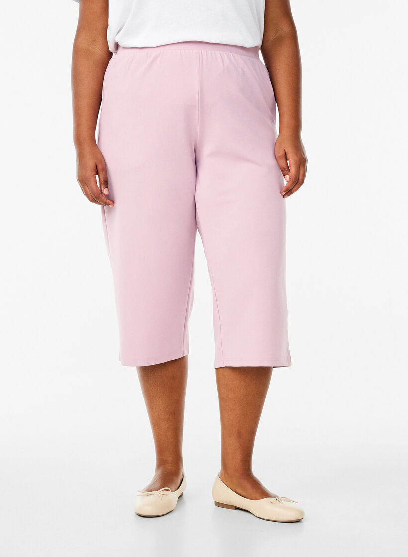 FLASH - Spodnie 3/4 o luznym kroju z wysokim stanem, R&oacute;żowy, Model image number 2