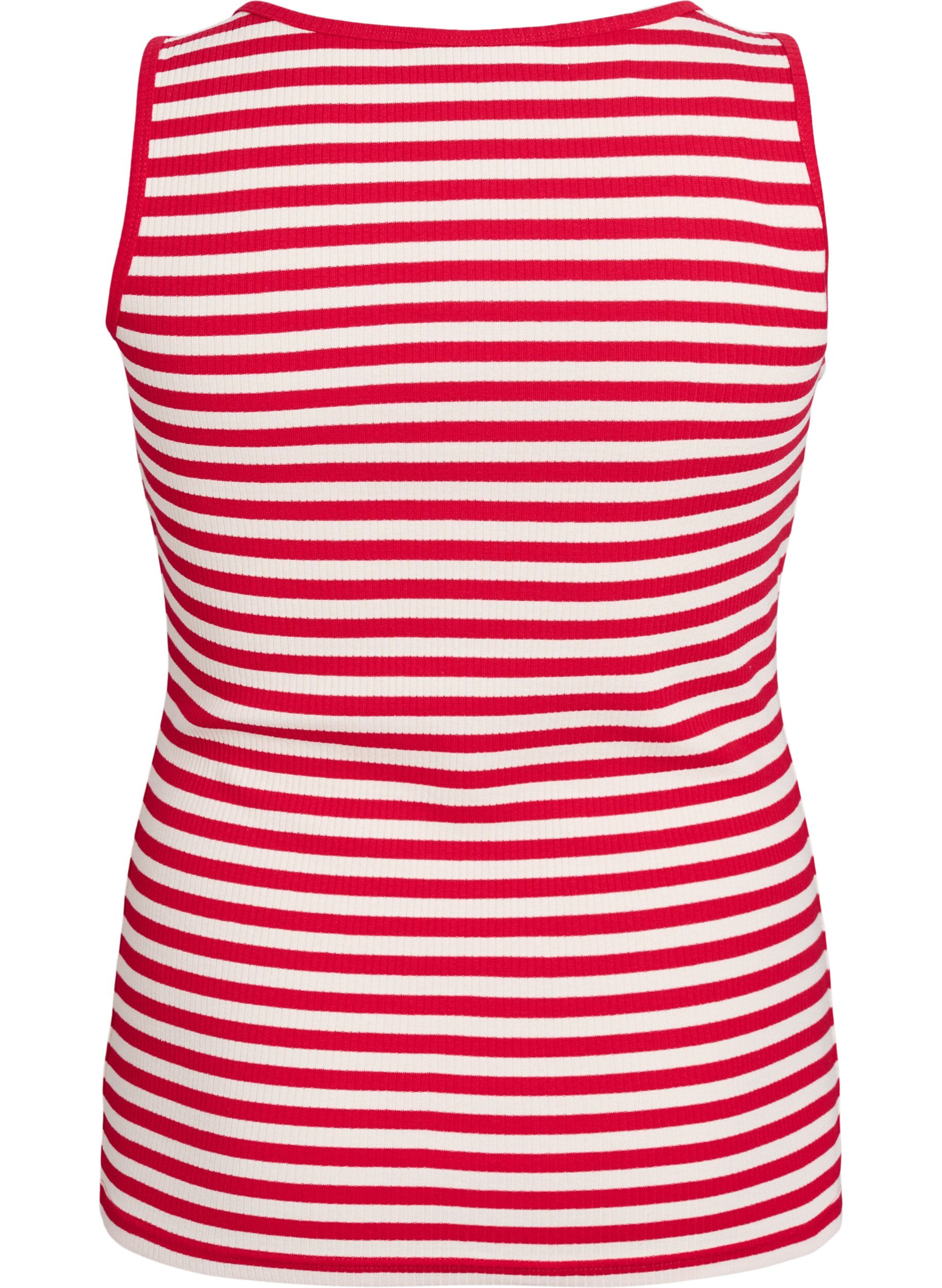 ZizziTank top w paski o prazkowanej strukturze, Czerwony, Packshot image number 1