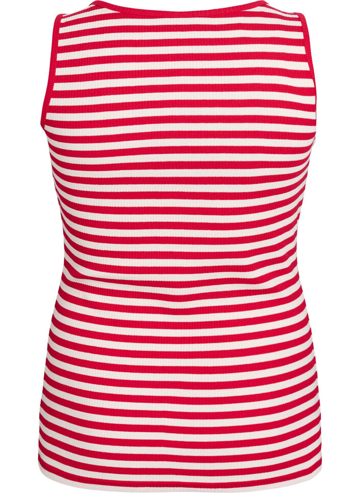 Tank top w paski o prazkowanej strukturze, Czerwony, Packshot image number 1