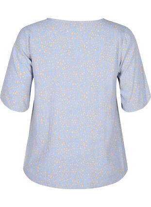Wiskozowa bluzka z dekoltem w szpic i nadrukiem, Small Dot AOP, Packshot image number 1
